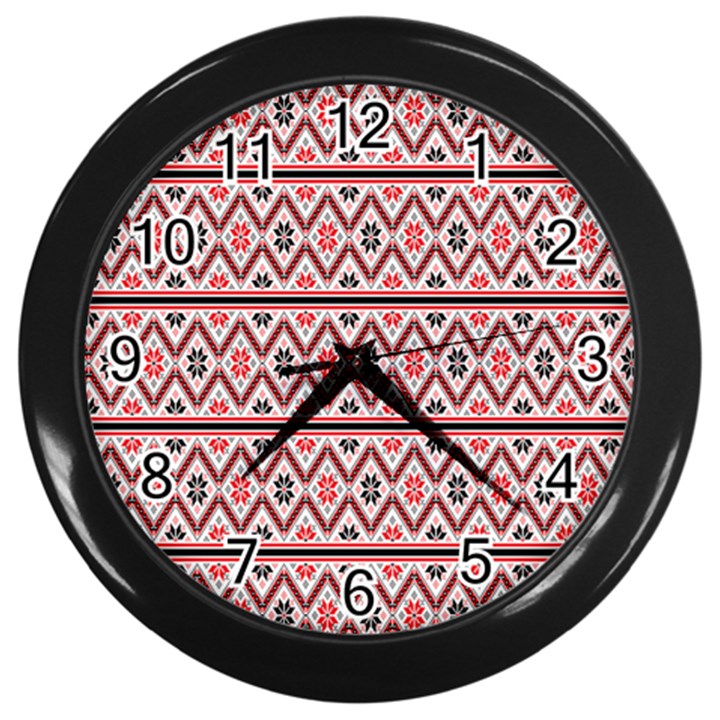 Clipart Embroidery Star Red Line Black Wall Clocks (Black)