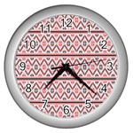 Clipart Embroidery Star Red Line Black Wall Clocks (Silver)  Front