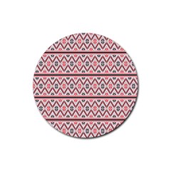 Clipart Embroidery Star Red Line Black Rubber Round Coaster (4 Pack)  by Mariart