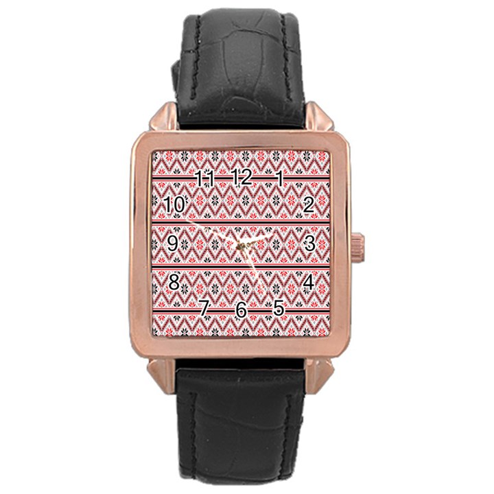 Clipart Embroidery Star Red Line Black Rose Gold Leather Watch 