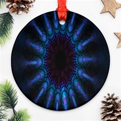 Exploding Flower Tunnel Nature Amazing Beauty Animation Blue Purple Ornament (round)