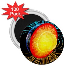 Cross Section Earth Field Lines Geomagnetic Hot 2 25  Magnets (100 Pack) 