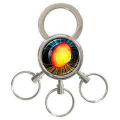 Cross Section Earth Field Lines Geomagnetic Hot 3-ring Key Chains by Mariart