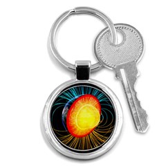 Cross Section Earth Field Lines Geomagnetic Hot Key Chains (round)  by Mariart