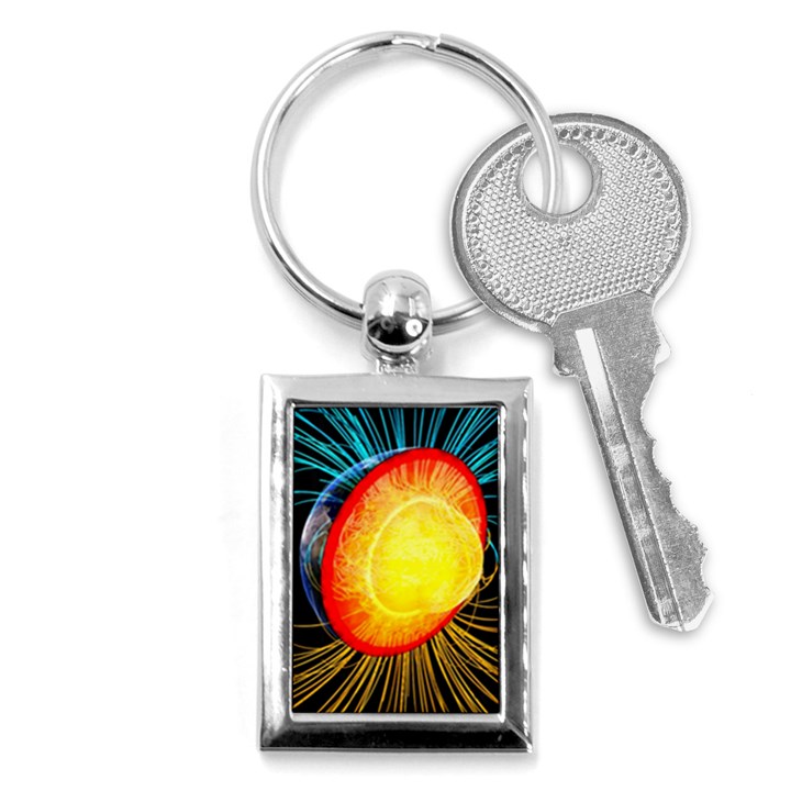 Cross Section Earth Field Lines Geomagnetic Hot Key Chains (Rectangle) 