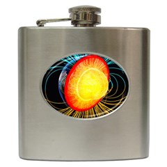 Cross Section Earth Field Lines Geomagnetic Hot Hip Flask (6 Oz) by Mariart