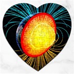 Cross Section Earth Field Lines Geomagnetic Hot Jigsaw Puzzle (Heart) Front