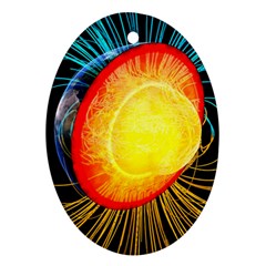 Cross Section Earth Field Lines Geomagnetic Hot Oval Ornament (two Sides) by Mariart