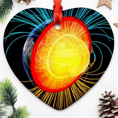 Cross Section Earth Field Lines Geomagnetic Hot Heart Ornament (two Sides) by Mariart