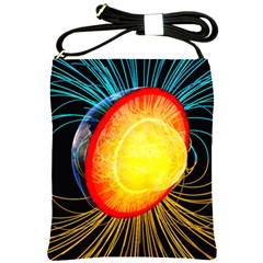 Cross Section Earth Field Lines Geomagnetic Hot Shoulder Sling Bags by Mariart