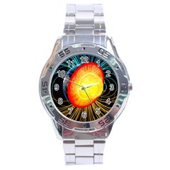 Cross Section Earth Field Lines Geomagnetic Hot Stainless Steel Analogue Watch by Mariart