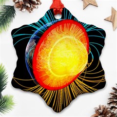 Cross Section Earth Field Lines Geomagnetic Hot Ornament (snowflake) by Mariart