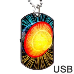 Cross Section Earth Field Lines Geomagnetic Hot Dog Tag Usb Flash (one Side) by Mariart