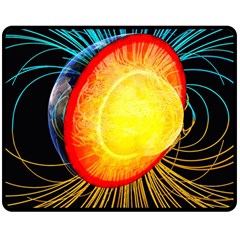 Cross Section Earth Field Lines Geomagnetic Hot Double Sided Fleece Blanket (medium)  by Mariart