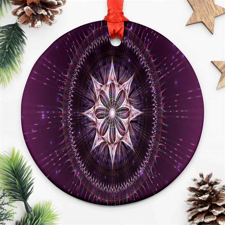 Flower Twirl Star Space Purple Ornament (Round)