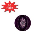 Flower Twirl Star Space Purple 1  Mini Buttons (10 pack)  Front