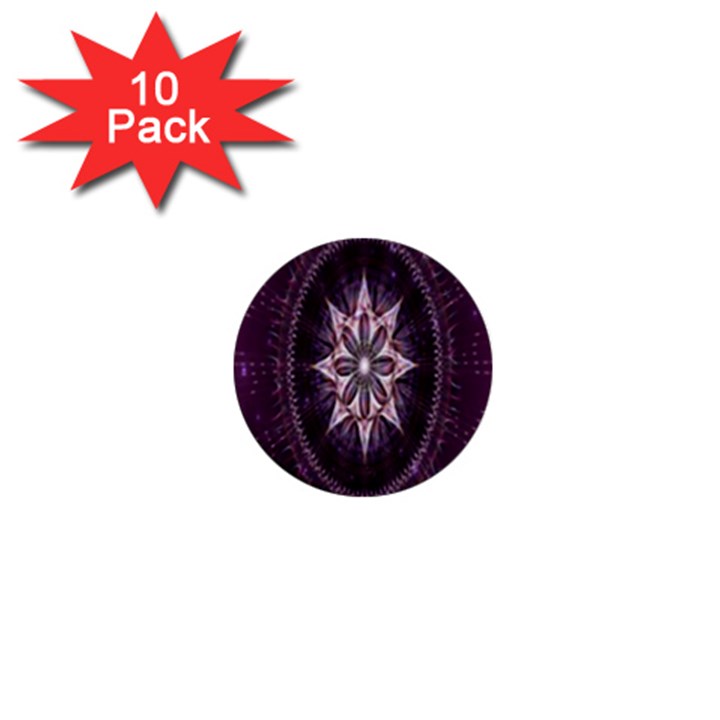 Flower Twirl Star Space Purple 1  Mini Buttons (10 pack) 