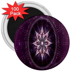 Flower Twirl Star Space Purple 3  Magnets (100 Pack) by Mariart