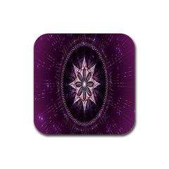 Flower Twirl Star Space Purple Rubber Square Coaster (4 Pack)  by Mariart