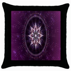 Flower Twirl Star Space Purple Throw Pillow Case (black) by Mariart