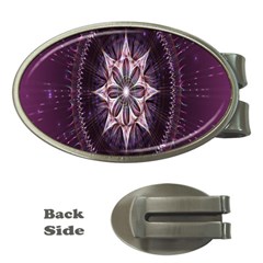 Flower Twirl Star Space Purple Money Clips (oval)  by Mariart