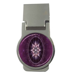 Flower Twirl Star Space Purple Money Clips (round)  by Mariart