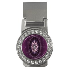 Flower Twirl Star Space Purple Money Clips (cz)  by Mariart