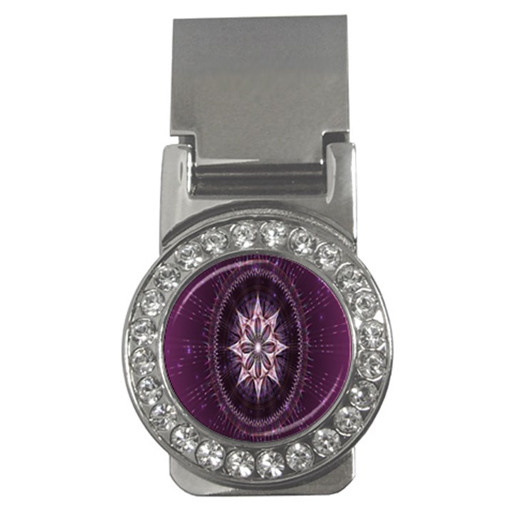 Flower Twirl Star Space Purple Money Clips (CZ) 