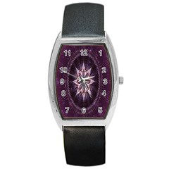 Flower Twirl Star Space Purple Barrel Style Metal Watch