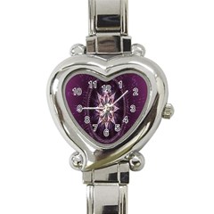 Flower Twirl Star Space Purple Heart Italian Charm Watch