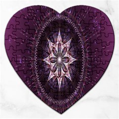 Flower Twirl Star Space Purple Jigsaw Puzzle (heart) by Mariart