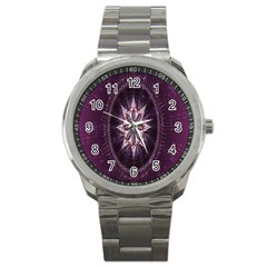 Flower Twirl Star Space Purple Sport Metal Watch by Mariart