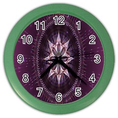 Flower Twirl Star Space Purple Color Wall Clocks by Mariart