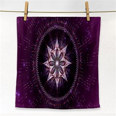 Flower Twirl Star Space Purple Face Towel by Mariart