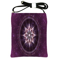 Flower Twirl Star Space Purple Shoulder Sling Bags by Mariart