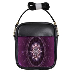 Flower Twirl Star Space Purple Girls Sling Bags by Mariart