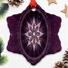 Flower Twirl Star Space Purple Snowflake Ornament (two Sides) by Mariart