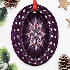 Flower Twirl Star Space Purple Ornament (oval Filigree) by Mariart