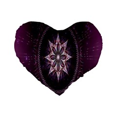 Flower Twirl Star Space Purple Standard 16  Premium Flano Heart Shape Cushions