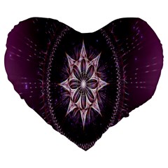 Flower Twirl Star Space Purple Large 19  Premium Flano Heart Shape Cushions by Mariart