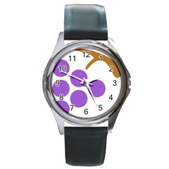 Fruit Grape Purple Round Metal Watch