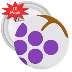 Fruit Grape Purple 3  Buttons (10 Pack)  by Mariart