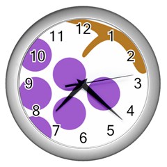 Fruit Grape Purple Wall Clocks (silver) 