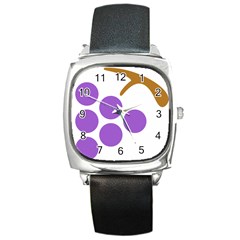 Fruit Grape Purple Square Metal Watch