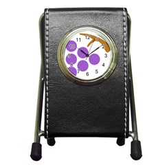 Fruit Grape Purple Pen Holder Desk Clocks