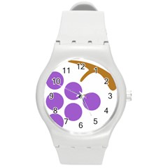 Fruit Grape Purple Round Plastic Sport Watch (m)