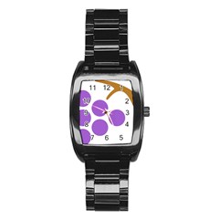 Fruit Grape Purple Stainless Steel Barrel Watch