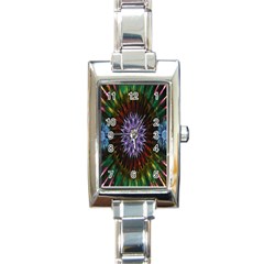 Flower Stigma Colorful Rainbow Animation Gold Space Rectangle Italian Charm Watch by Mariart