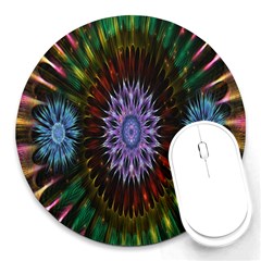 Flower Stigma Colorful Rainbow Animation Gold Space Round Mousepads by Mariart