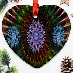 Flower Stigma Colorful Rainbow Animation Gold Space Ornament (heart)